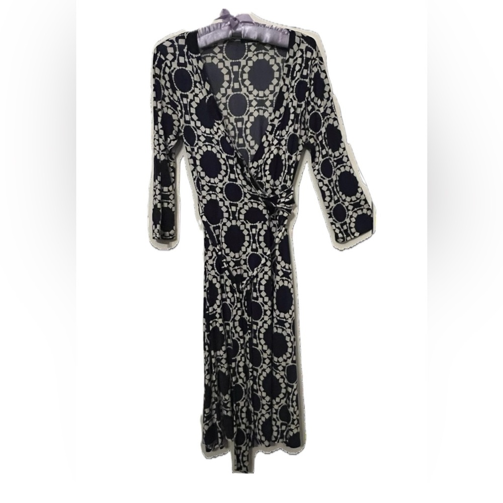 Vintage 90s Janette Made in USA John3:16 Navy Nautical Wrap Dress